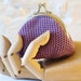 Crochet Coin Purse with Kiss Clasp Frame in Purple