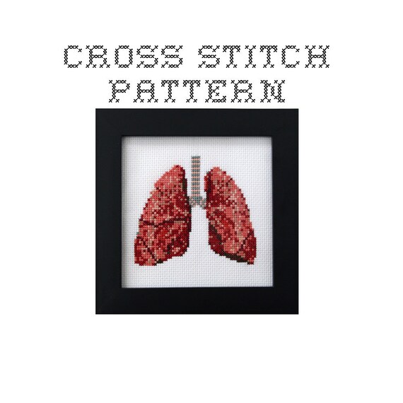 DIY Lungs .pdf Original Cross Stitch Pattern Instant