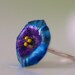 Cerulean blue Flower Ring Sterling Silver
