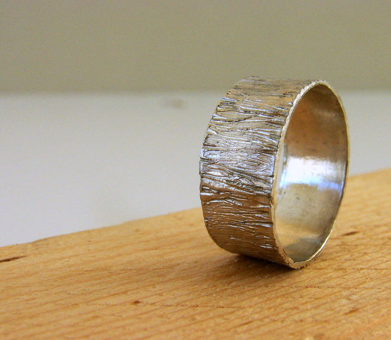 Mens Ring Tree Bark Sterling Silver Ring Gifts for dad