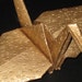XL2001 Metallic gold 12" origami crane with flower pattern