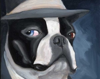 Old Blue Eye - Boston Terrier dog art print