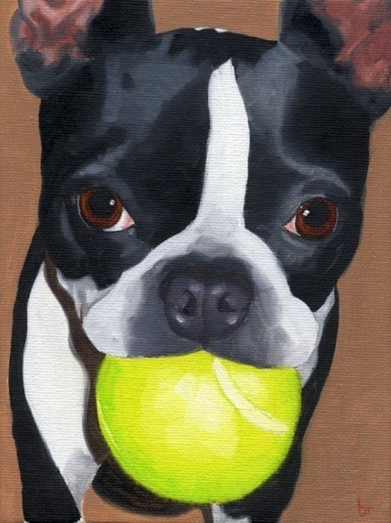Boston Terrier Dog Art PRINT from Oil Painting
