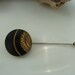 Lapel Stick Pin Art Deco Button Vintage Black and Gold Glass