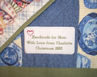 Custom Embroidered and Personalized Quilt Label