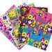 5 Vintage Lisa Frank Sticker Sheets set J Sunflower kittens dalmation dog lion cub panda fruit music notes stars FULL SHEETS