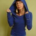 extra long sleeved hooded top Royal Blue