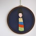 The Gnome - mixed media hanging wall - watercolor & hand embroidery - 12''
