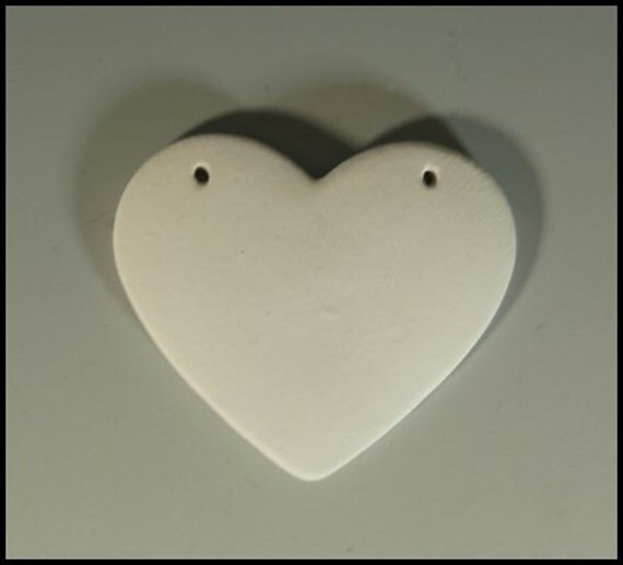 Jewelry Blanks Hearts Ceramic Bisque 5 pc