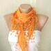 MOTHER'S DAY 25% SALE - Orange, mandarin, spring color Cotton Scarf with Tassel Lace