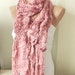 Powder Pink Cotton Long Scarf with wrinkle