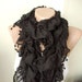 Black Color Ruffle Scarf from %100 coton with pompom lace