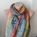 Saffron, orange, blue mixcolor Long Scarf, Shawl with wrinkle
