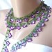 Violet DREAM- Violet, white and green Lace flower Necklace, Lariat, Bracelet - Turkish lace Work