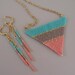 Seed Bead Beadwoven Pendant - Aqua/Peach/Taupe - Free Shipping