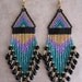 Seed Bead Earrings - Beadwoven - Purple/Teal/Black