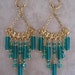 Filigree Chandelier Earrings - Emerald Color