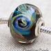 Lampwork Blue European Charm Style Silver Glass Bead, SRA