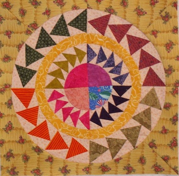 Pretty Scrappy Circular Flying Geese Quilt Block by Patchmaker