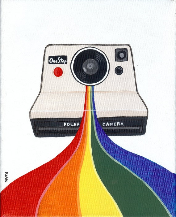 Polaroid Camera Rainbow Original Pop Art Painting