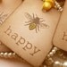 BEE HAPPY TAGS - Vintage style with yellow glitter - Custom Listing