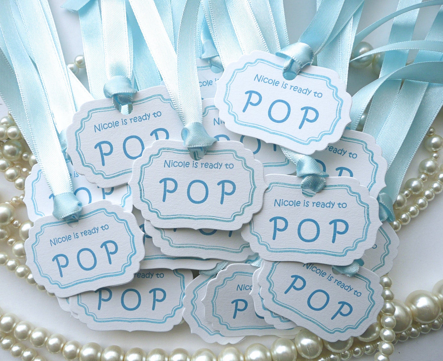 Baby Shower Tags Ready to Pop Tags Blue Baby Shower Baby