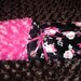 CLEARANCE Minky Swirl Blanket- girly skulls on black, black swirl, 30 inch x 35 inch