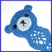 Teddy Bear Bookmark, Blue Pansy, Thread Crochet