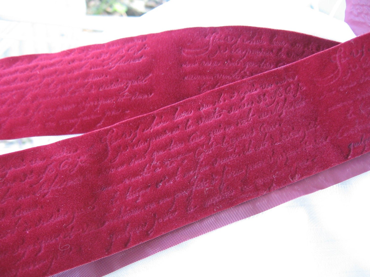 Reserved for Jennifer Festive Embossed Red Velvet Ribbon