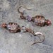 Earrings Copper Ice, Lampwork Swizzled Glass, Beaded Pearl, Coral Sparkly
