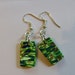 Earrings Green Mosaic Look, Polymer Clay Beads, Lightweight, Silvery