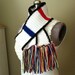 Handmade Crochet Scarf, Art Deco Inspired, White, Black, Red, Yellow, Blue, Gray, Color Blocks, Mondrian