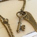 Skeleton Key Charm Necklace. Brass. Steampunk. Key and Wing