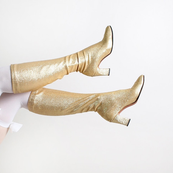 gold platform gogo boots