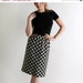 Vintage Chevron Skirt - Black and White Stretch Knit Skirt - Small to Medium