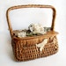 Amazing Seashell and Rose vintage Woven Small Picnic Basket