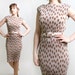 Vintage Polka Dot Dress - Pleated Day Dress in Cocoa Cream - Medium