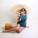 1950s Bathing Suit by Petti - Tribal Aztec Tiki Skirted Swimwear in Teal Blue and Purple - Medium