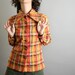 Vintage Plaid Blouse - Tangerine Mustard Blouse Saffron Yellow Farmer Farm Western Honey