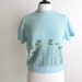 Vintage Daisy Blouse Aquamarine Clover Meadow Print Medium - Spring Fashion