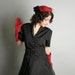 Vintage Little Black Dress - Classy 1950s Dinner Dress with Peplum - Large