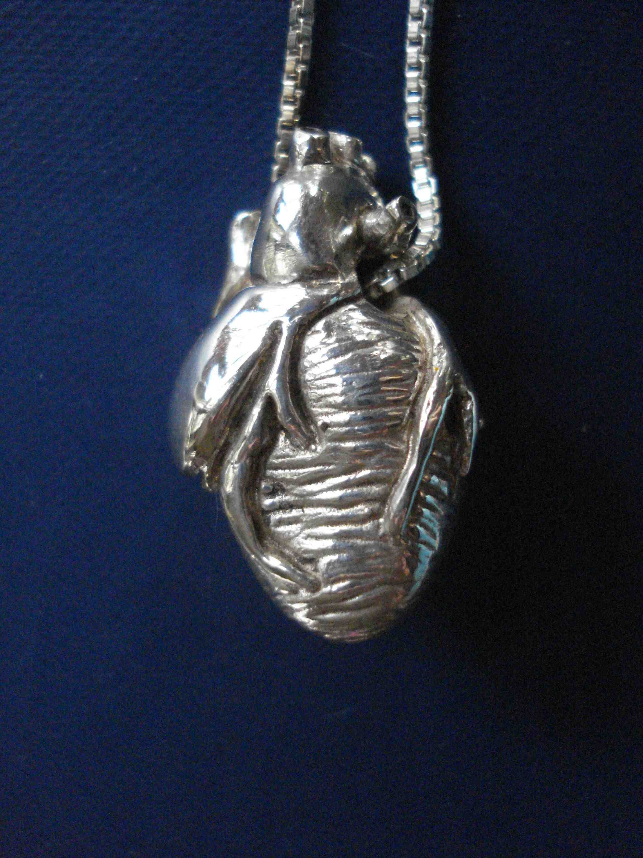 Human Heart Necklace silver by PeggySkempJewelry on Etsy