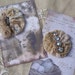 Vintage Lace Collage Rosettes with Rhinestone Jewels ... Ecru ... Embellishments for collage, fabric art, crazy quilts, wear