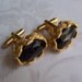 Vintage Black Rhinestone Cuff Links, Cufflinks ... Large jet black faceted, cut glass stones ... 1960s