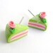 Pink and Green Princess Cake Slices Earring Studs with Rose and Leaves Free Shipping