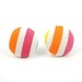 Pink and Orange Stripes White Earring Studs Geometric Colorful Vivid Jewelry Free Shipping Etsy