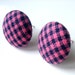 Gingham Pink and Navy Blue Earring Studs Free Shipping Etsy