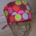Tie Back Surgical Scrub Hat with Mega Dots on Pink