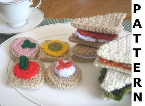 Play Food Crochet Pattern - Tea Sandwiches