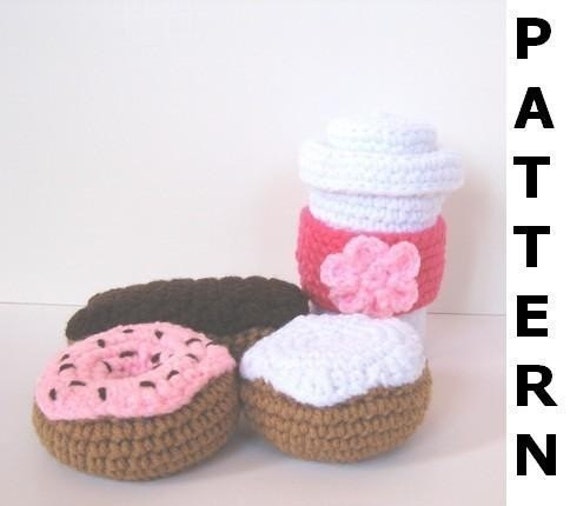 Play Food Crochet Pattern for Coffee and Donuts